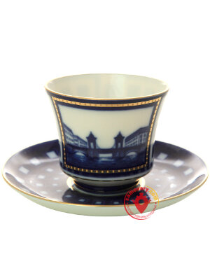 Чайная чашка с блюдцем форма Банкетная рисунок Старо-Калинкин мост ИФЗ
